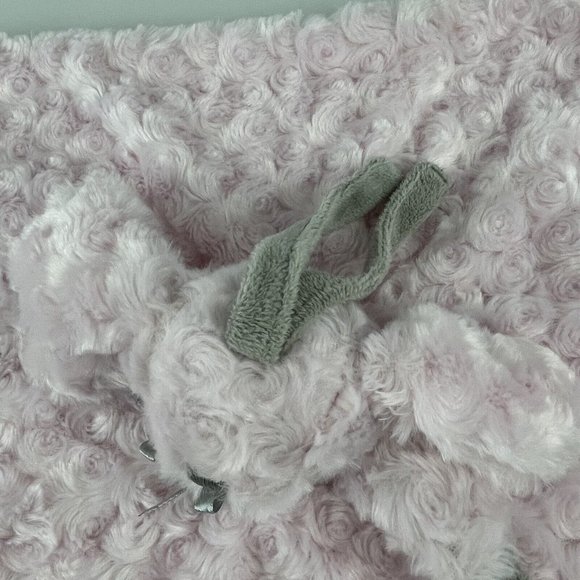 Blankets & Beyond Pink Bunny Rabbit 16" Baby Lovey Swirl Fur Pacifier Holder - Picture 9 of 9